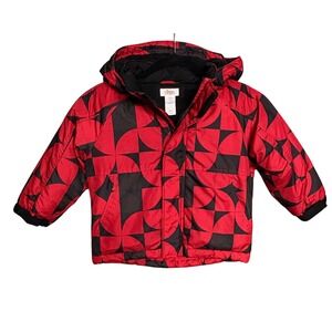 CIRCO Toddler's Black & Red Quilted Full-Zip Hooded Jacket Size 4T